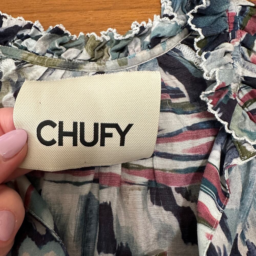 Chufy Mountain Print Sleeveless Lightweight Breezy Top Granola Girl Natural Boho - Picture 5 of 8